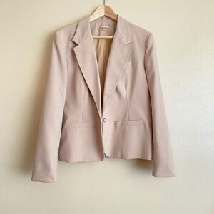 Vintage Cambridge Jack Winter Design Womens Size 16 Tan Beige One-Button Blazer